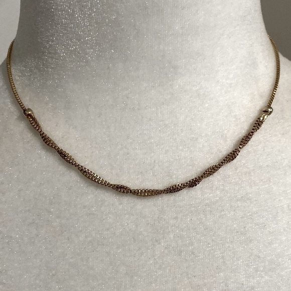 18K Gold Plated Box Chain Twisted Classic Necklace Vintage Feminine Bohemian - Picture 10 of 17